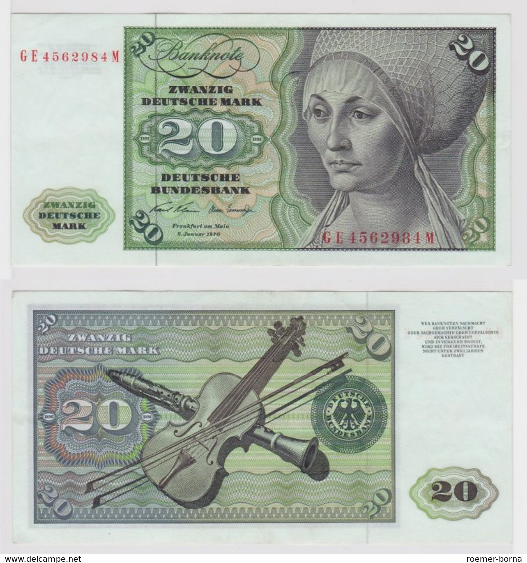 T148279 Banknote 20 DM Deutsche Mark Ro. 271b Schein 2.Jan. 1970 KN GE 4562984 M - 20 DM