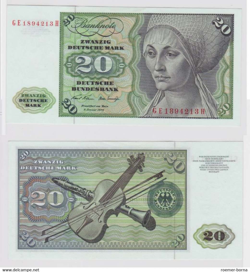 T148280 Banknote 20 DM Deutsche Mark Ro. 271b Schein 2.Jan. 1970 KN GE 1894213 H - 20 Deutsche Mark