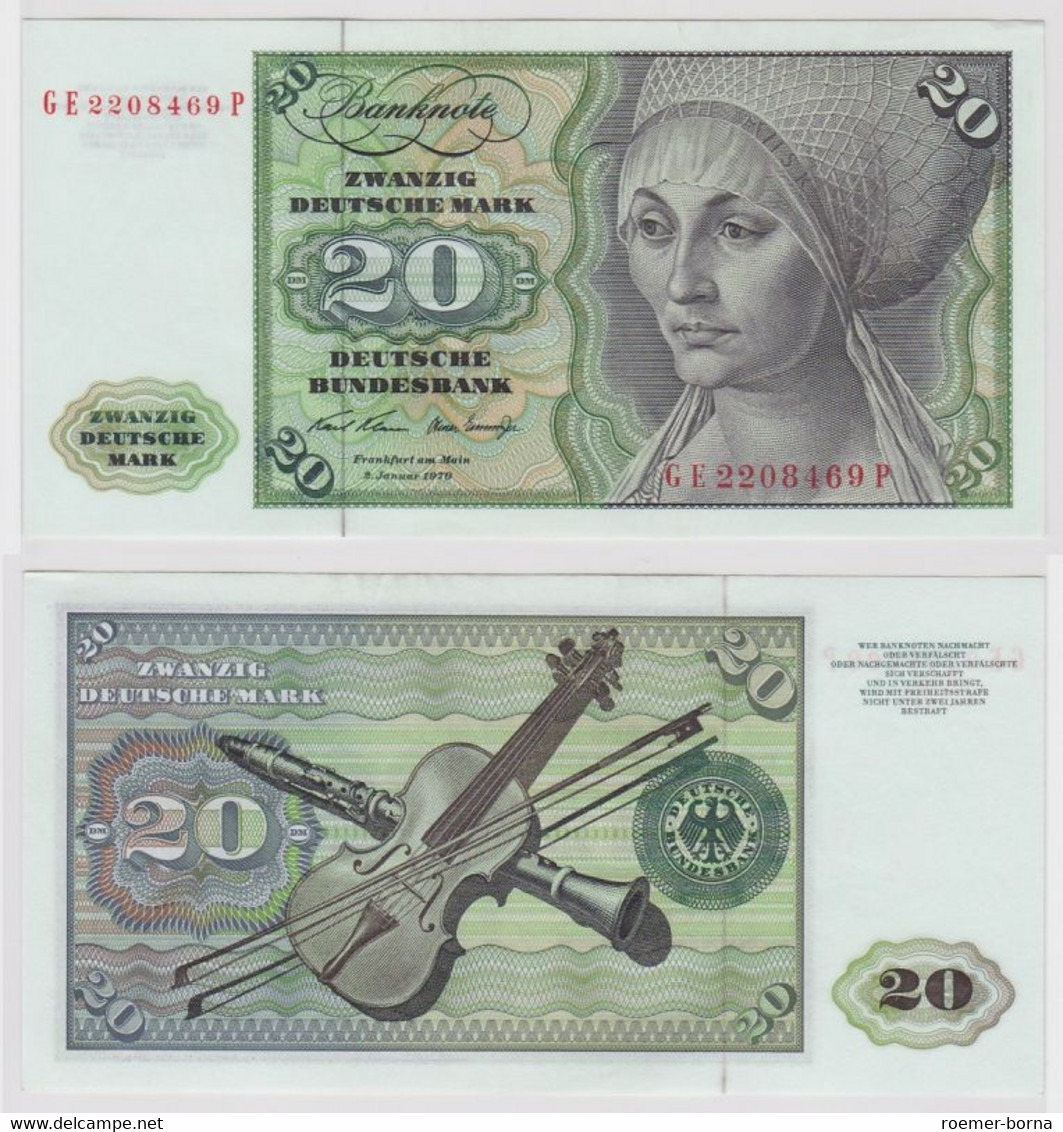 T148282 Banknote 20 DM Deutsche Mark Ro. 271b Schein 2.Jan. 1970 KN GE 2208469 P - 20 Deutsche Mark
