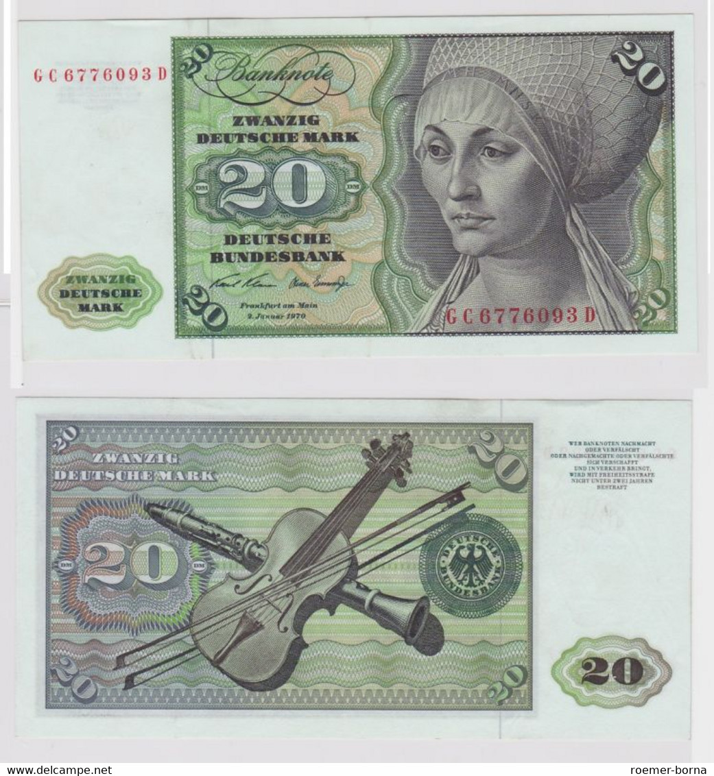 T148289 Banknote 20 DM Deutsche Mark Ro. 271a Schein 2.Jan. 1970 KN GC 6776093 D - 20 DM