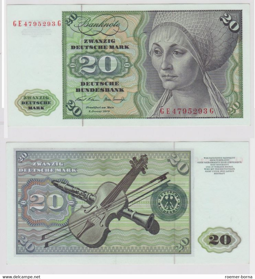 T148291 Banknote 20 DM Deutsche Mark Ro. 271b Schein 2.Jan. 1970 KN GE 4795293 G - 20 DM