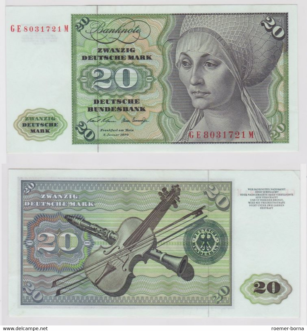 T148292 Banknote 20 DM Deutsche Mark Ro. 271b Schein 2.Jan. 1970 KN GE 8031721 M - 20 DM