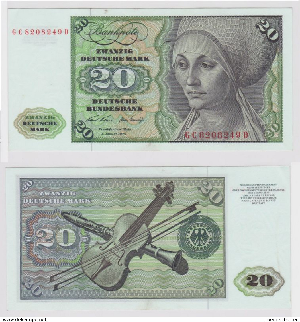 T148293 Banknote 20 DM Deutsche Mark Ro. 271a Schein 2.Jan. 1970 KN GC 8208249 D - 20 Deutsche Mark