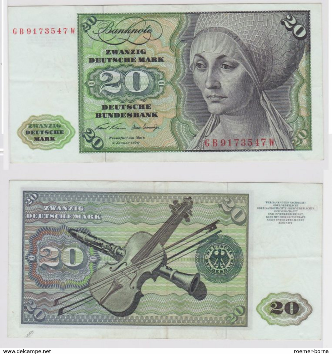 T148296 Banknote 20 DM Deutsche Mark Ro. 271a Schein 2.Jan. 1970 KN GB 9173547 W - 20 Deutsche Mark