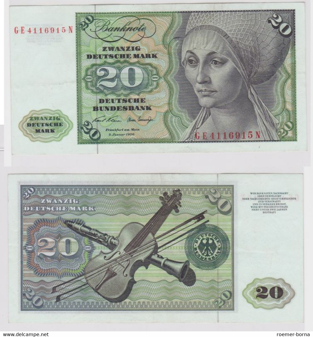 T148298 Banknote 20 DM Deutsche Mark Ro. 271b Schein 2.Jan. 1970 KN GE 4116915 N - 20 Deutsche Mark