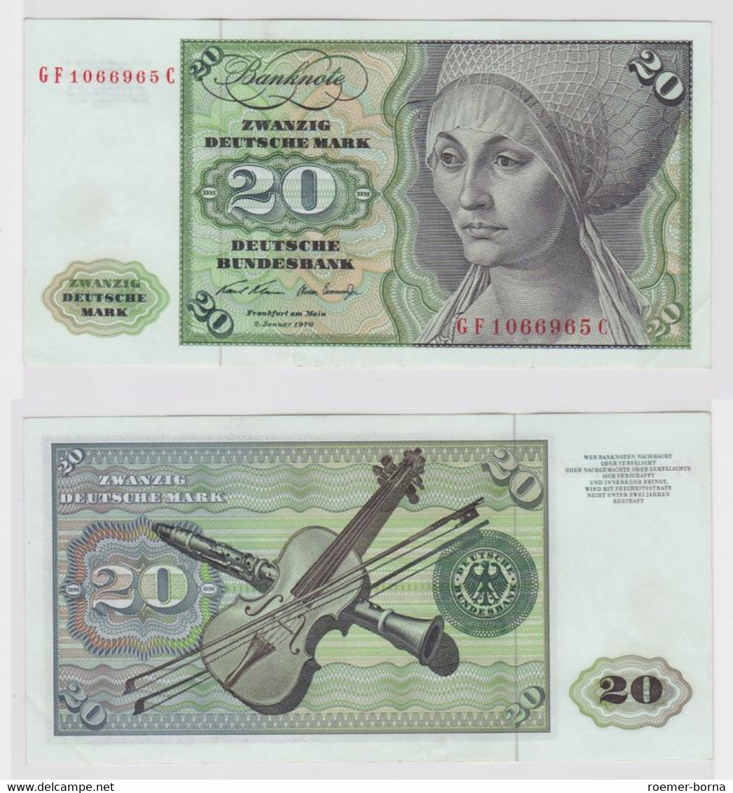 T148305 Banknote 20 DM Deutsche Mark Ro. 271b Schein 2.Jan. 1970 KN GF 1066965 C - 20 DM