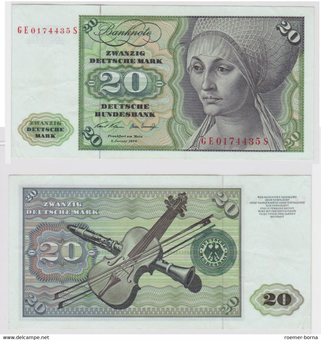 T148308 Banknote 20 DM Deutsche Mark Ro. 271b Schein 2.Jan. 1970 KN GE 0174435 S - 20 DM