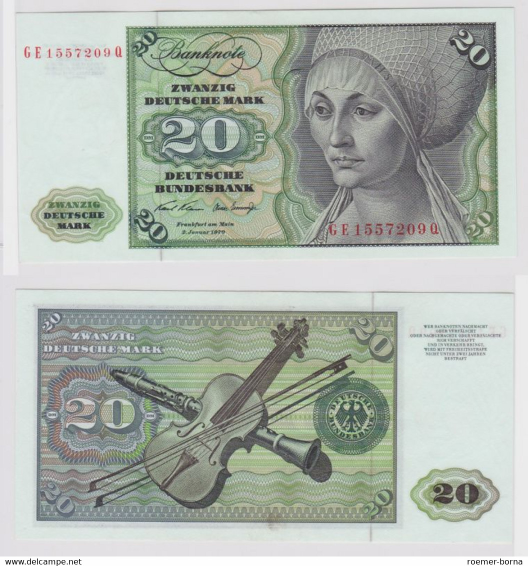 T148311 Banknote 20 DM Deutsche Mark Ro. 271b Schein 2.Jan. 1970 KN GE 1557209 Q - 20 Deutsche Mark
