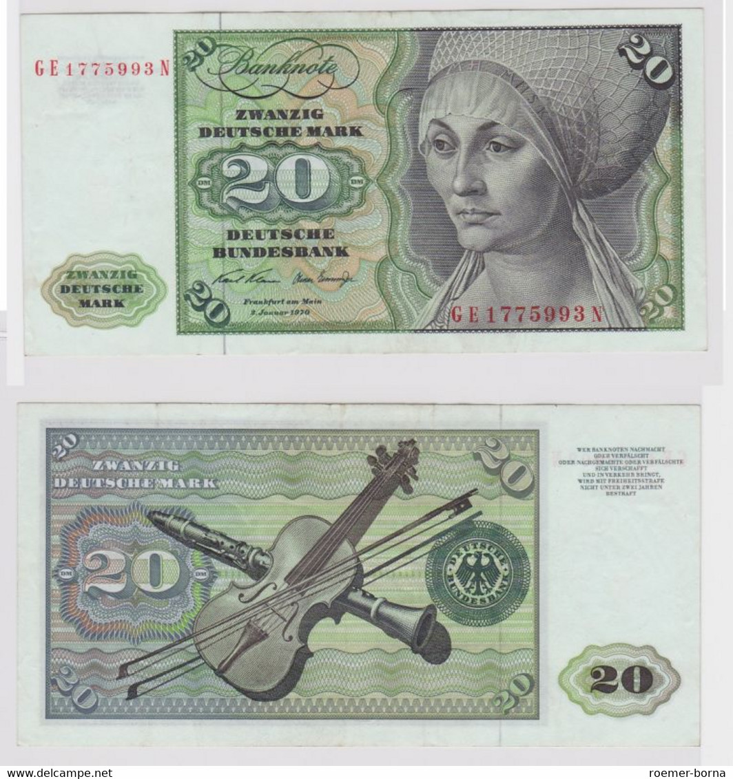 T148315 Banknote 20 DM Deutsche Mark Ro. 271b Schein 2.Jan. 1970 KN GE 1775993 N - 20 DM