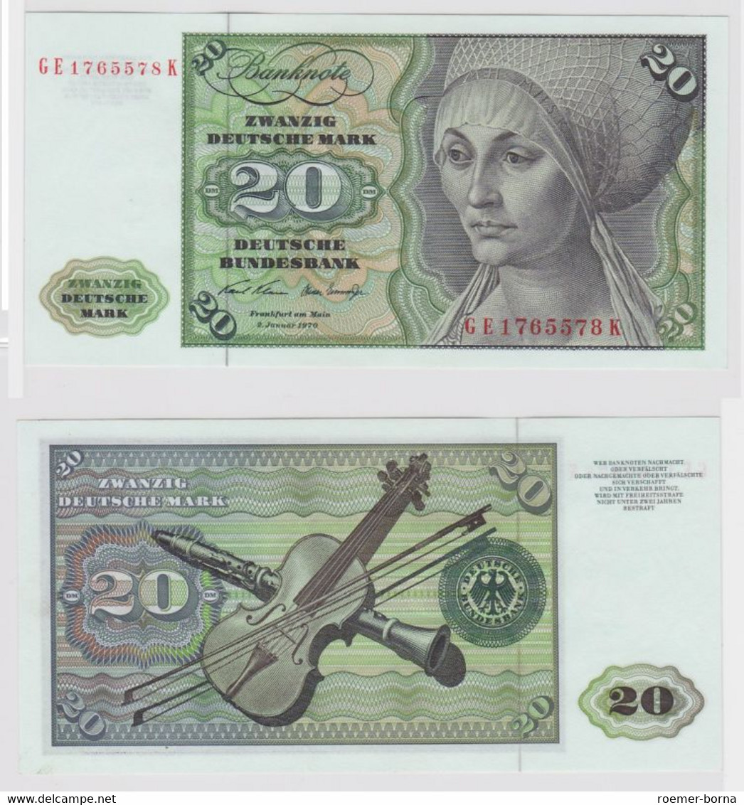 T148337 Banknote 20 DM Deutsche Mark Ro. 271b Schein 2.Jan. 1970 KN GE 1765578 K - 20 Deutsche Mark