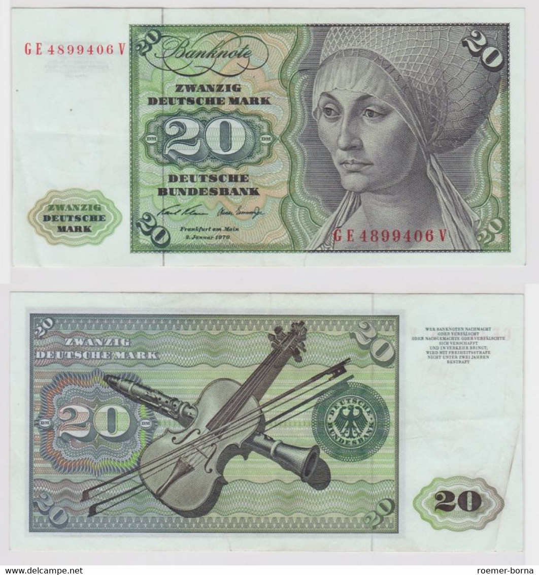 T148350 Banknote 20 DM Deutsche Mark Ro. 271b Schein 2.Jan. 1970 KN GE 4899406 V - 20 DM