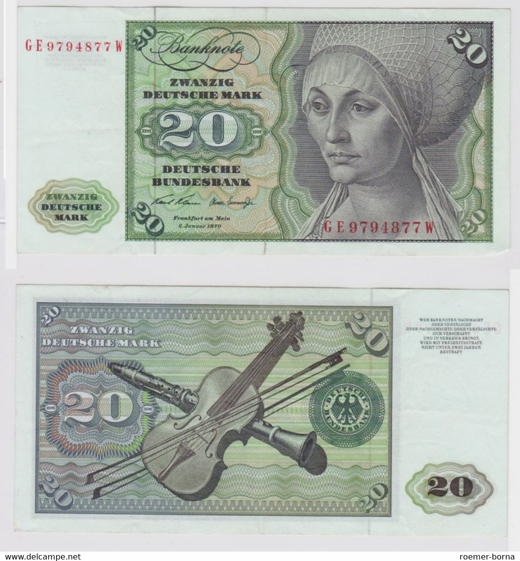 T148354 Banknote 20 DM Deutsche Mark Ro. 271b Schein 2.Jan. 1970 KN GE 9794877 W - 20 Deutsche Mark