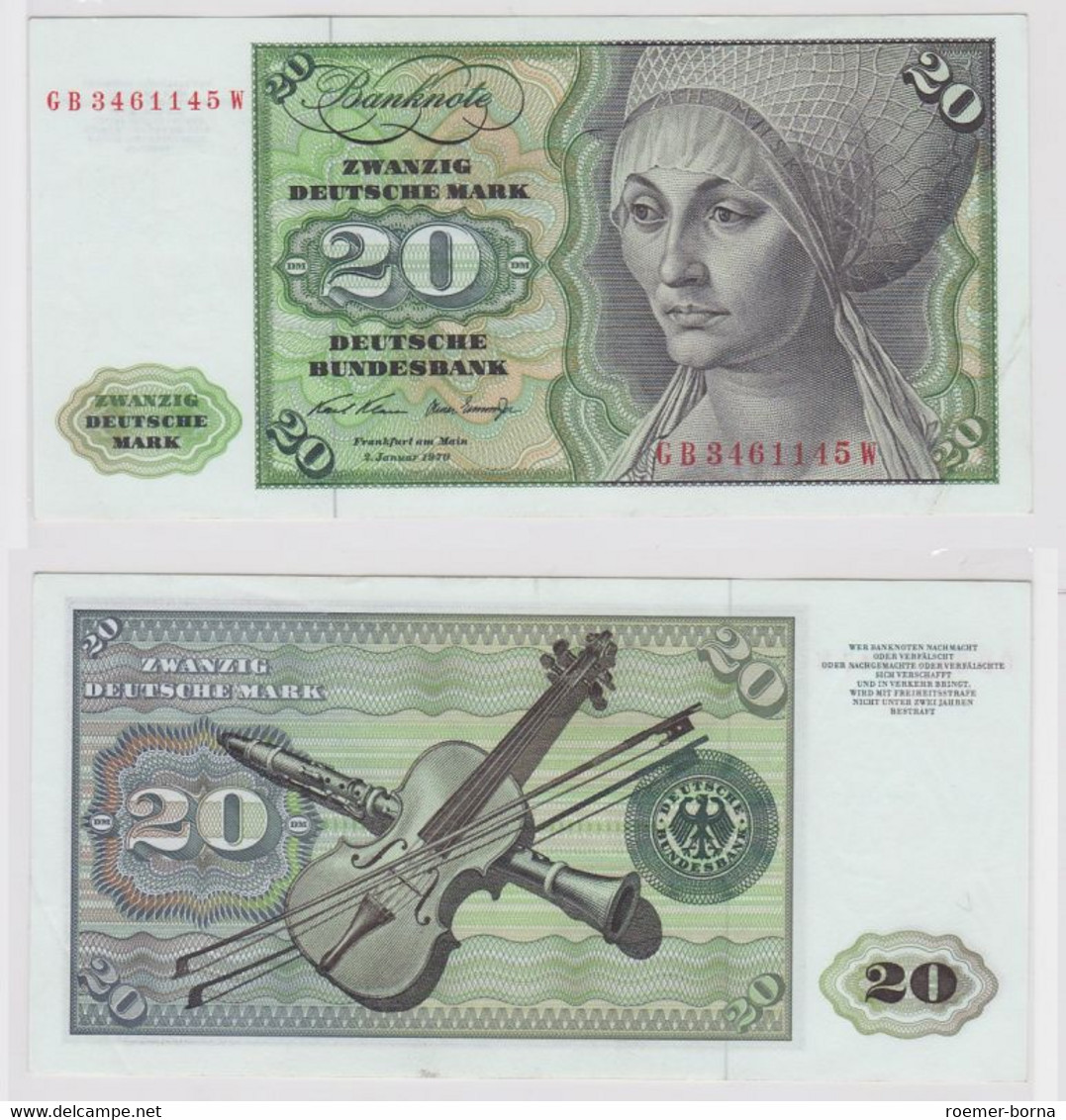 T148357 Banknote 20 DM Deutsche Mark Ro. 271a Schein 2.Jan. 1970 KN GB 3461145 W - 20 Deutsche Mark
