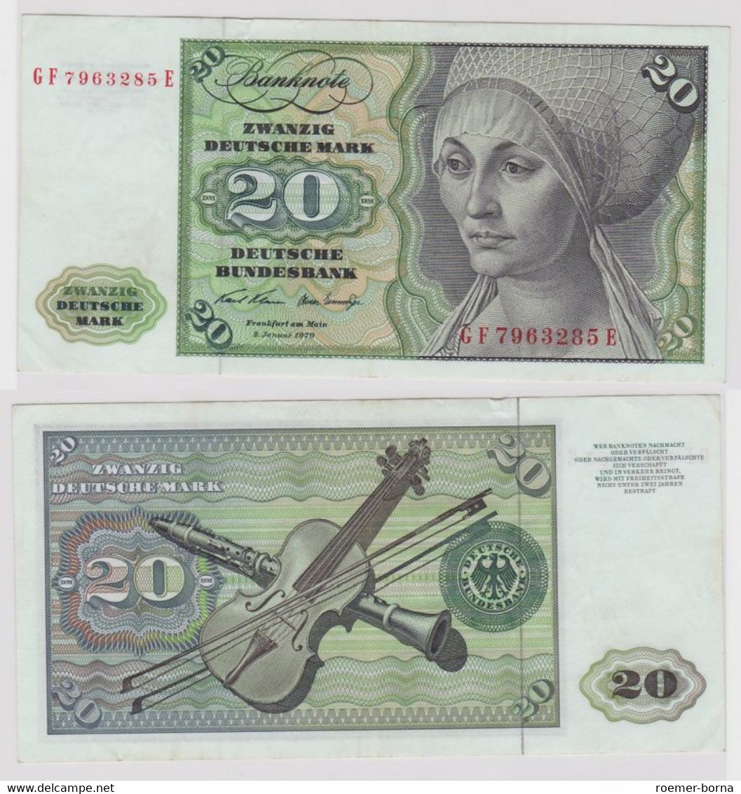 T148407 Banknote 20 DM Deutsche Mark Ro. 271b Schein 2.Jan. 1970 KN GF 7963285 E - 20 Deutsche Mark