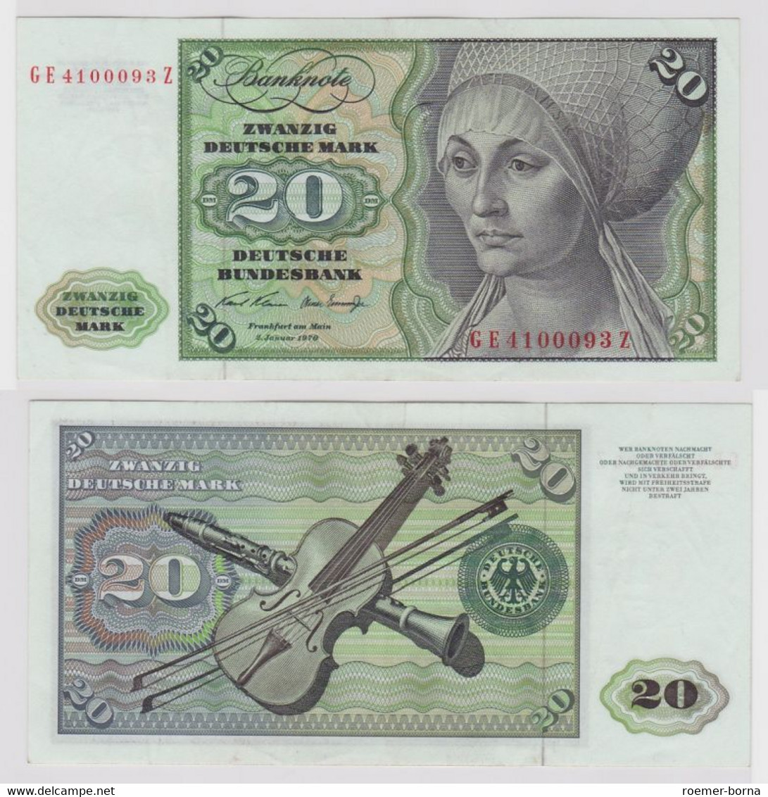 T148444 Banknote 20 DM Deutsche Mark Ro. 271b Schein 2.Jan. 1970 KN GE 4100093 Z - 20 Deutsche Mark
