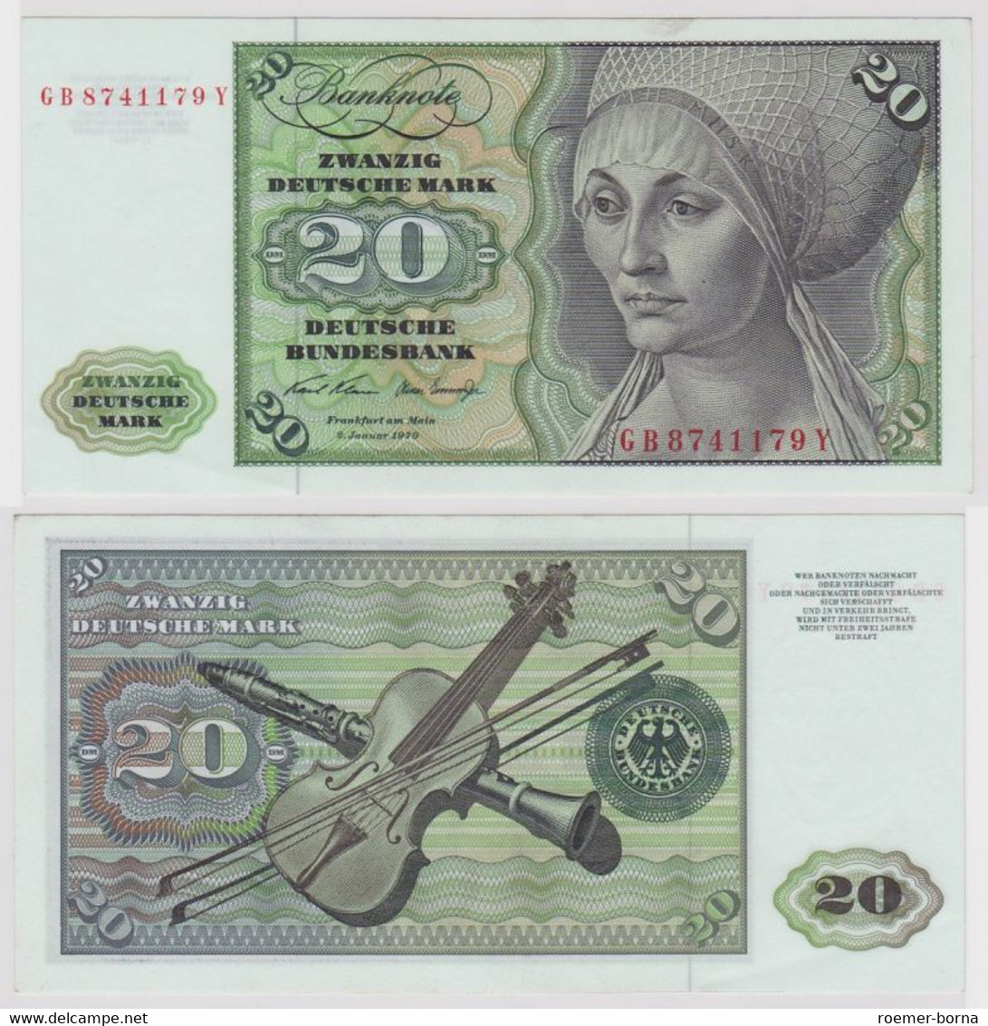 T148456 Banknote 20 DM Deutsche Mark Ro. 271a Schein 2.Jan. 1970 KN GB 8741179 Y - 20 Deutsche Mark
