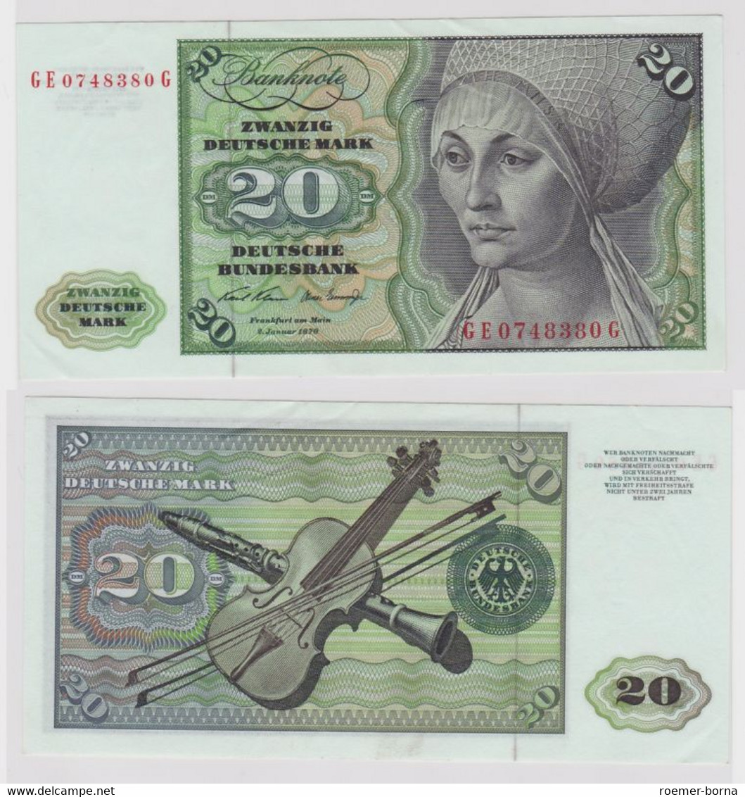 T148648 Banknote 20 DM Deutsche Mark Ro. 271b Schein 2.Jan. 1970 KN GE 0748380 G - 20 Deutsche Mark