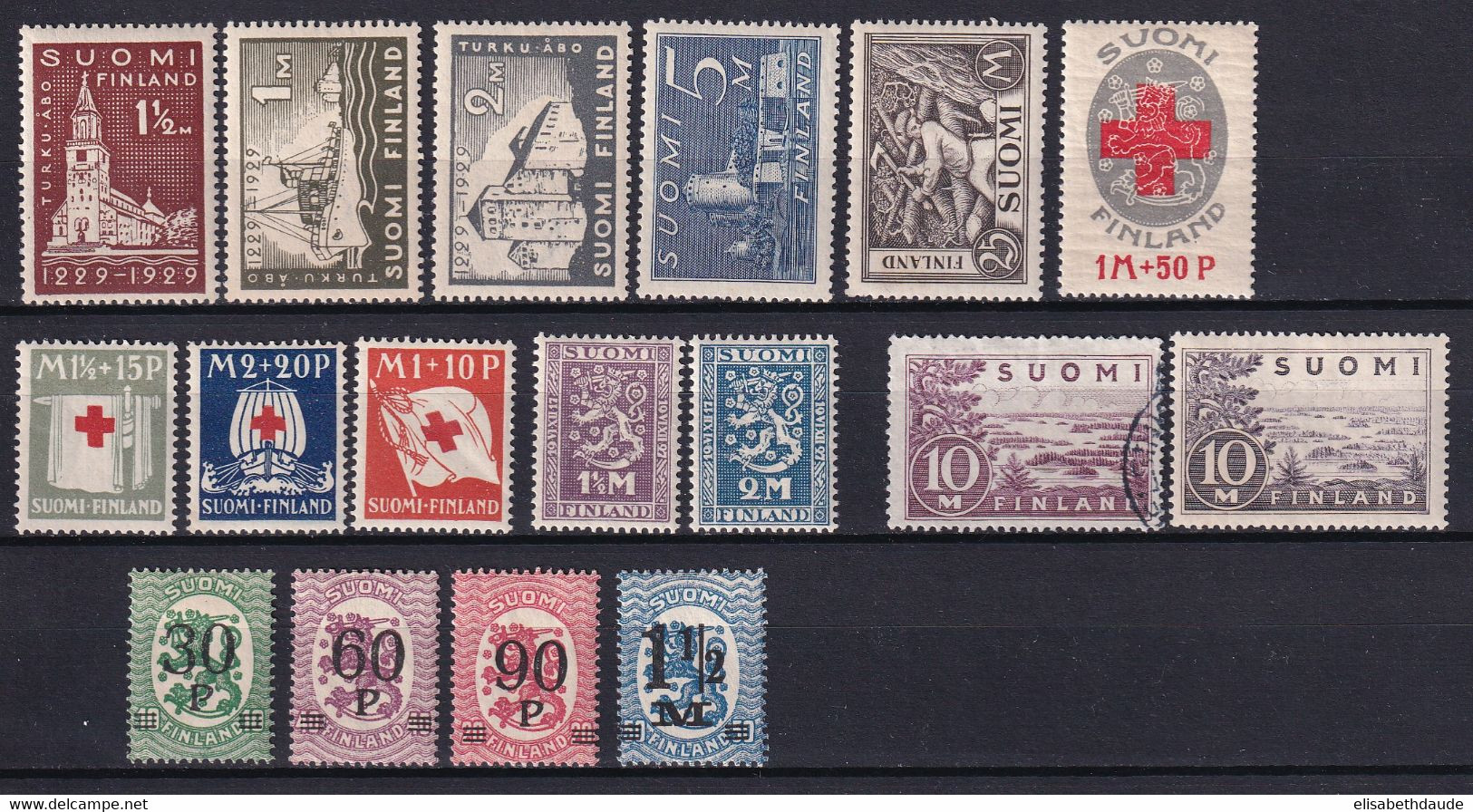 FINLANDE - 1921/1930 - YVERT N°95/98 + 108 + 122/123 + 136/138 + 153/158 (avec 154a !) MNH/MLH **/* - COTE = 114 EUR. - Nuevos