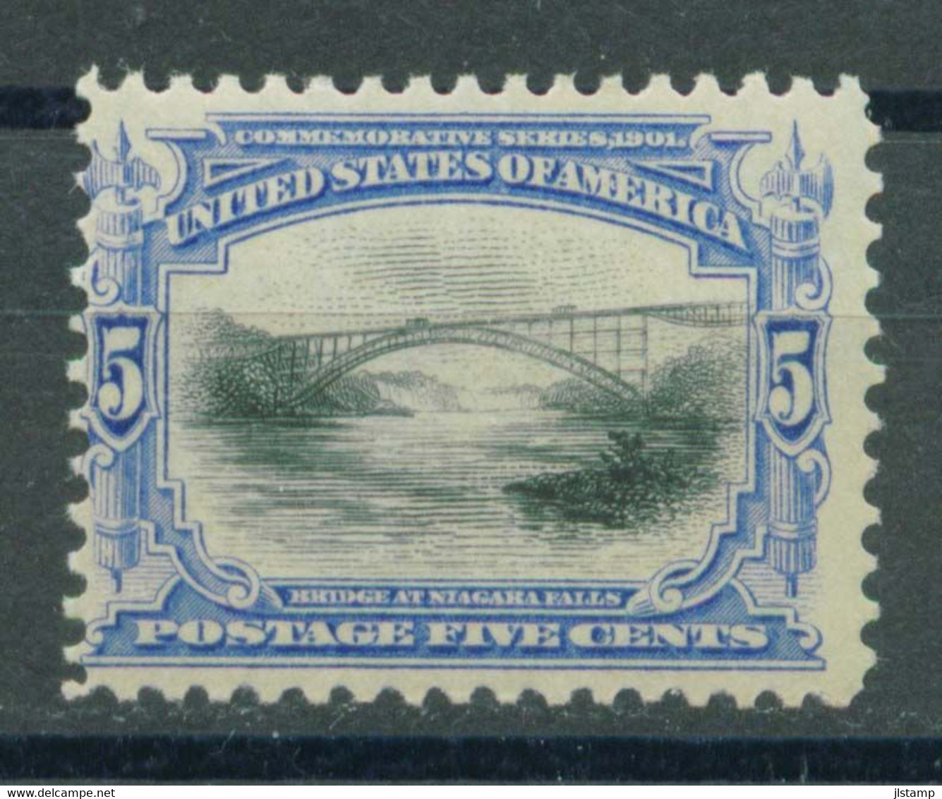 US 1901 Exposition 5c,Bridge At Niagara Falls Stamp,Scott# 297,OG MH,VF $75 - Unused Stamps