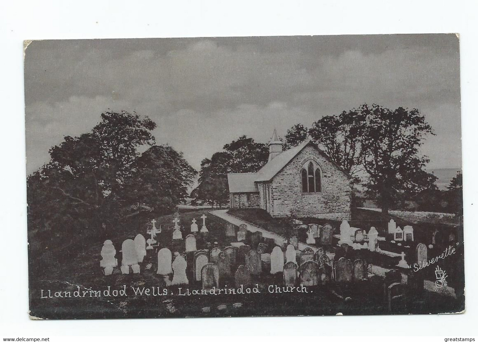 Wales  Postcard  Llandrindod Wells Church Silverette Tuck's Unused Rp - Radnorshire