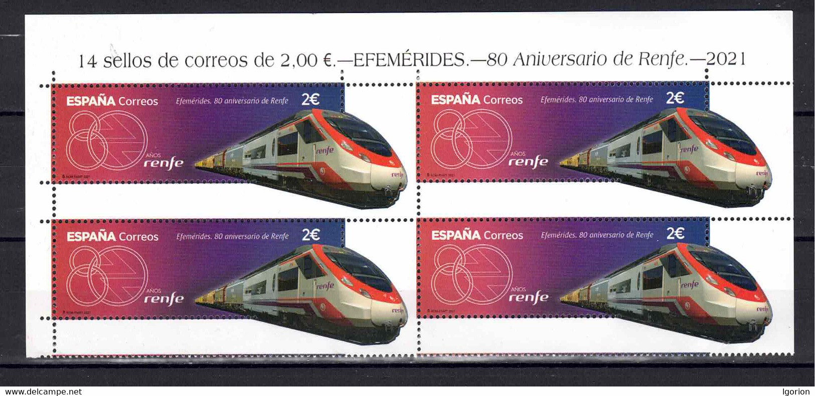ESPAÑA 2021 ** MNH ED. 5455  80 ANIVERSARIO DE RENFE BL.4 - Unused Stamps