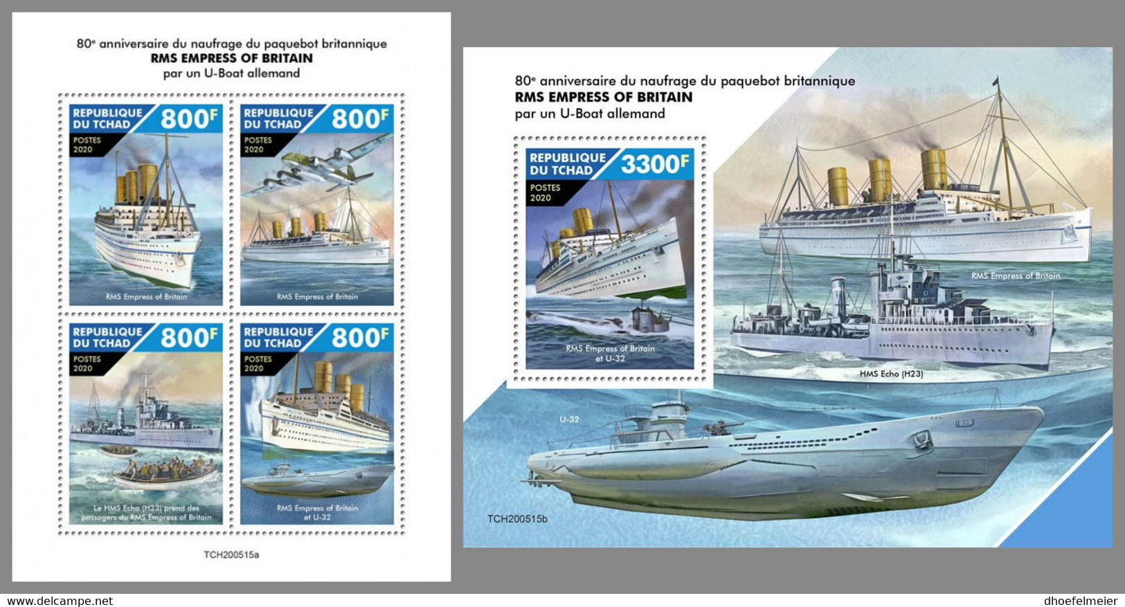 CHAD 2020 MNH Ship Schiff Navire RMS Empress Of Britain M/S+S/S - OFFICIAL ISSUE - DHQ2107 - Boten