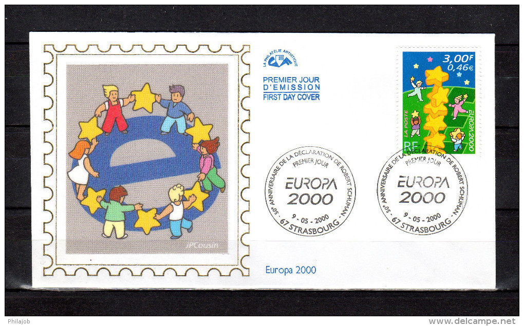 " EUROPA 2000 / ETOILES " Sur Enveloppe 1er Jour En Soie  N° YT 3327. Parfait état. FDC - 2000