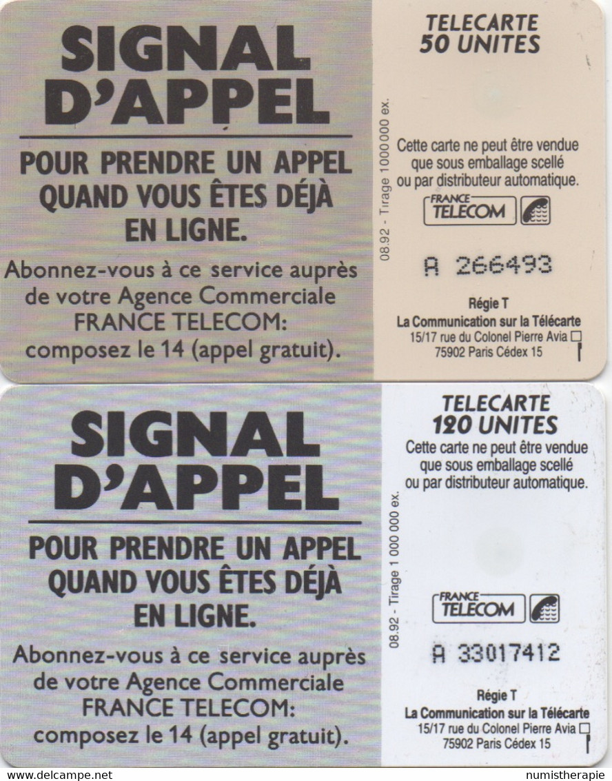 Lot De 2 Télécartes : Signal D'Appel 1992 : 50 Et 120 Unités - Téléphones