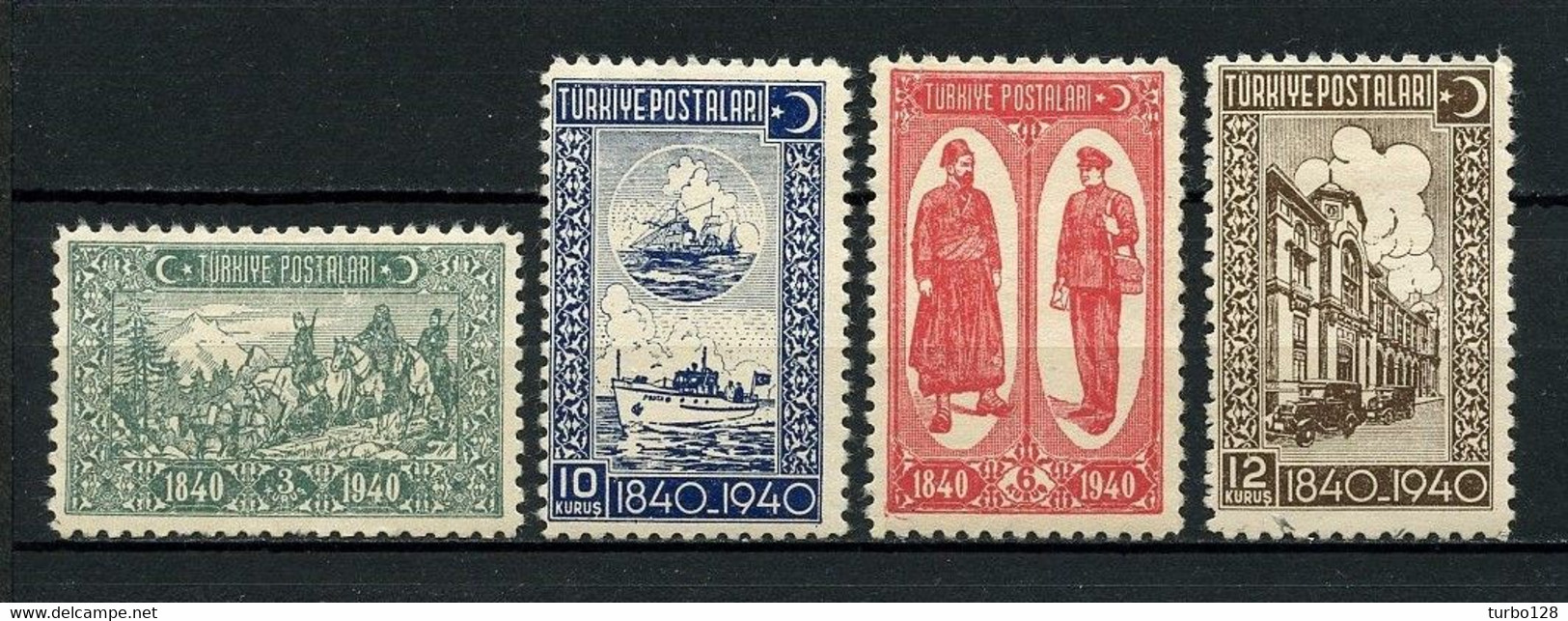 TURQUIE 1940 N° 947/950 * Neufs MH  Trace Charnière TTB C 4.50 € Réorganisation Postale Bateaux Poste Chevaux Facteurs - Neufs