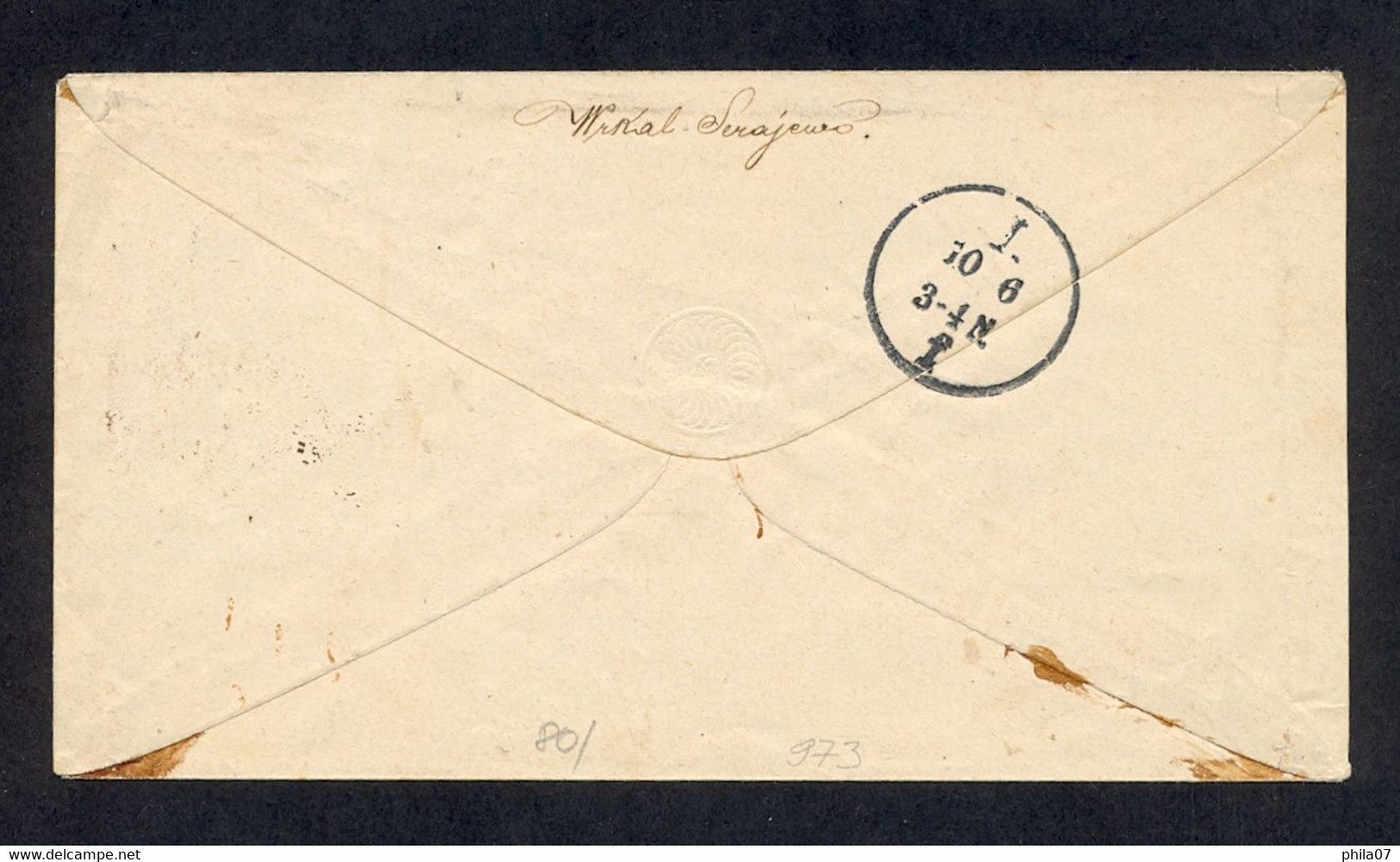 BOSNIA AND HERZEGOVINA - Envelope With Imprinted Value Sent From Sarajevo To Leipzig 8.6.1892. Arrival Cancel Is On The - Bosnia And Herzegovina