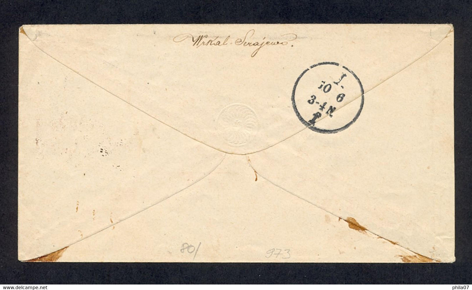 BOSNIA AND HERZEGOVINA - Envelope With Imprinted Value Sent From Sarajevo To Leipzig 8.6.1892. Arrival Cancel Is On The - Bosnie-Herzegovine