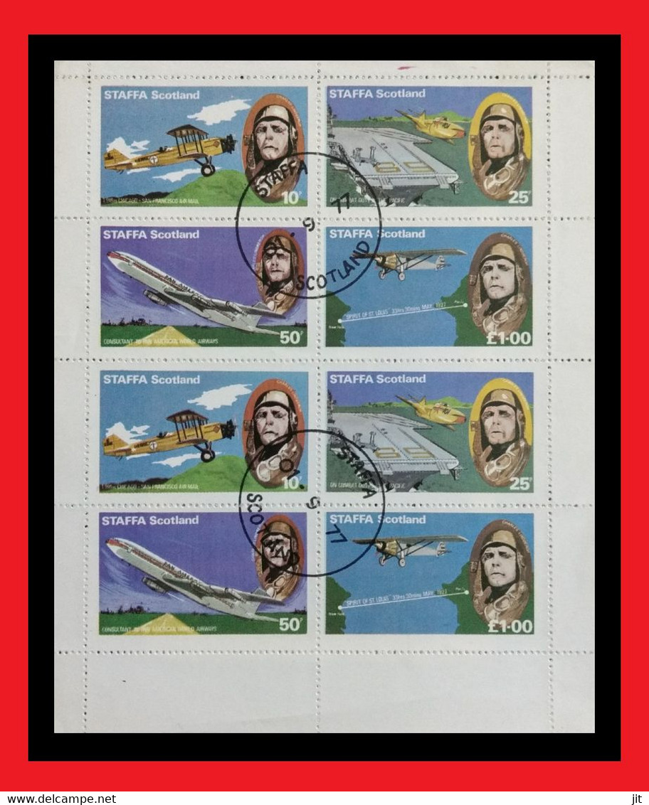 137. STAFFA SCOTLAND 1977 USED STAMP S/S AVIATION, PALNES . - Avions