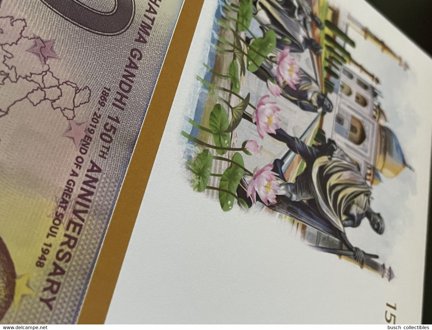 Euro Souvenir Banknote Cover Mahatma Mohandas Gandhi India 150th Anniversary Angola Banknotenbrief - Mahatma Gandhi