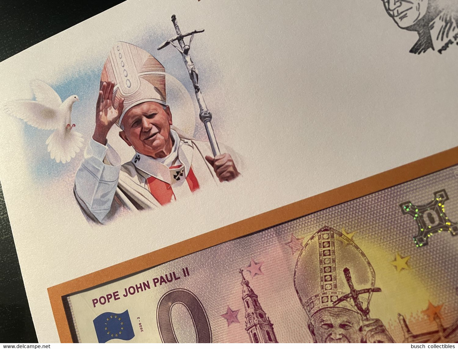 Euro Souvenir Banknote Cover Pape Pope Pape John Paul Johannes Jean II 100th Anniversary Vatican Djibouti Banknotenbrief - Private Proofs / Unofficial