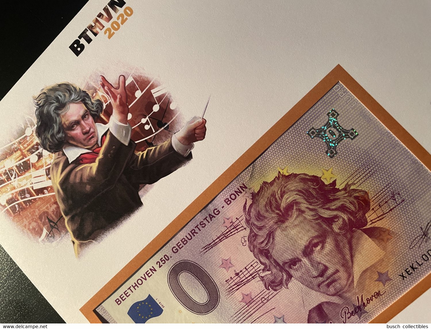 Euro Souvenir Banknote Cover 250. Geburtstag Ludwig Van Beethoven Musik Music Tchad Chad BTHVN Banknotenbrief - Tchad (1960-...)