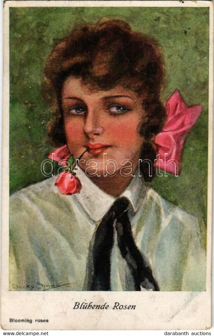 * T2/T3 Blühende Rosen / Blooming Roses. Lady Art Postcard. No. 665. S: Chicky Spark (EK) - Sin Clasificación