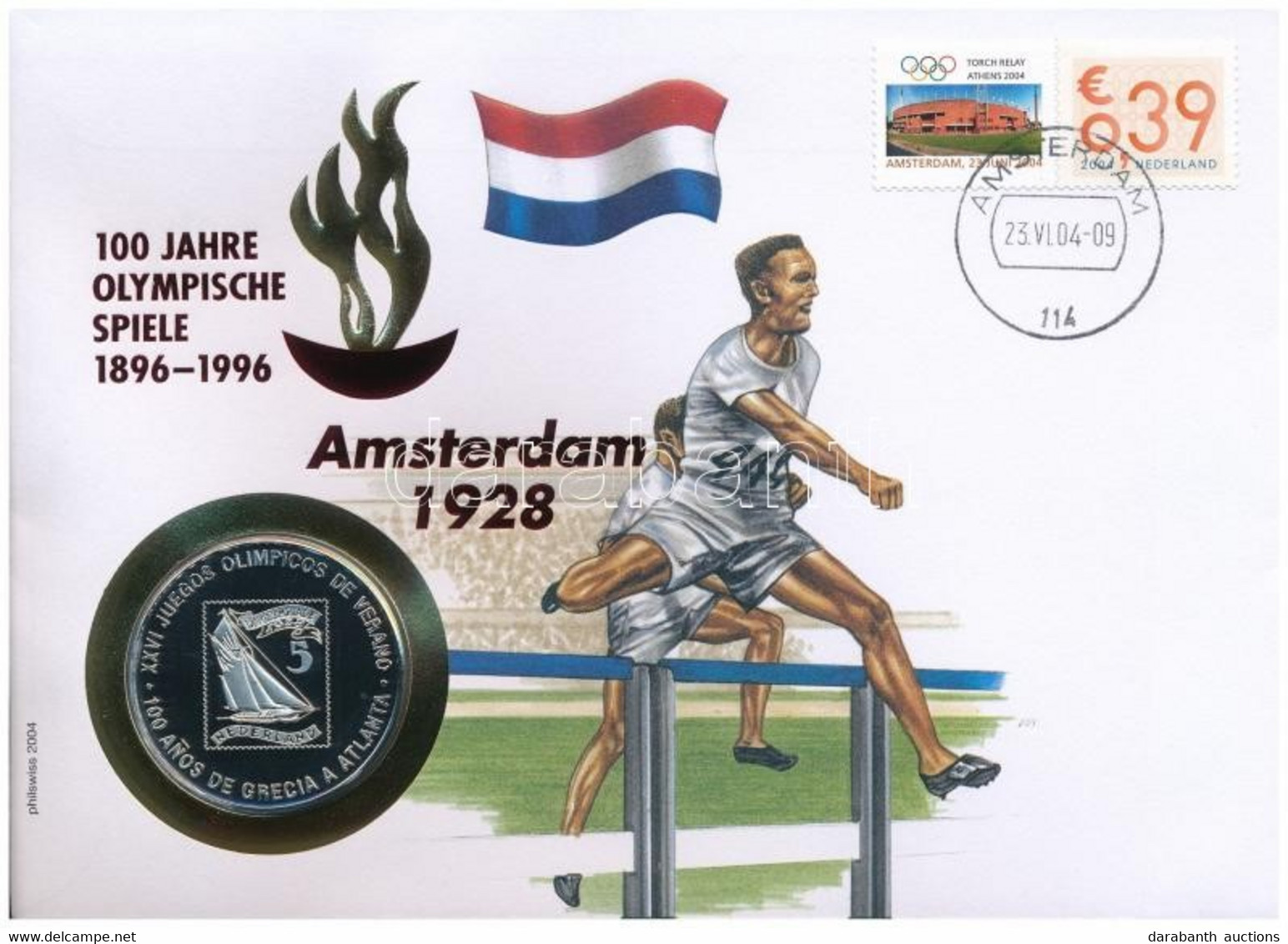 Egyenlítői-Guinea 1998. 1000Fr Cu-Ni "XXVI. Nyári Olimpiai Játékok Atlantában 1996 - Hollandia 1928" érme, érmés Boríték - Unclassified