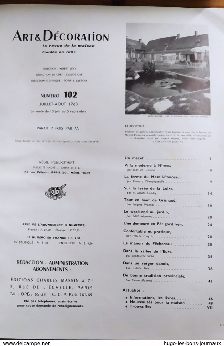 Art Et Décoration_n°102_juillet Août 1963_Numéro Spécial_photo Cour Ferme Mesnil-Ponceau - Haus & Dekor