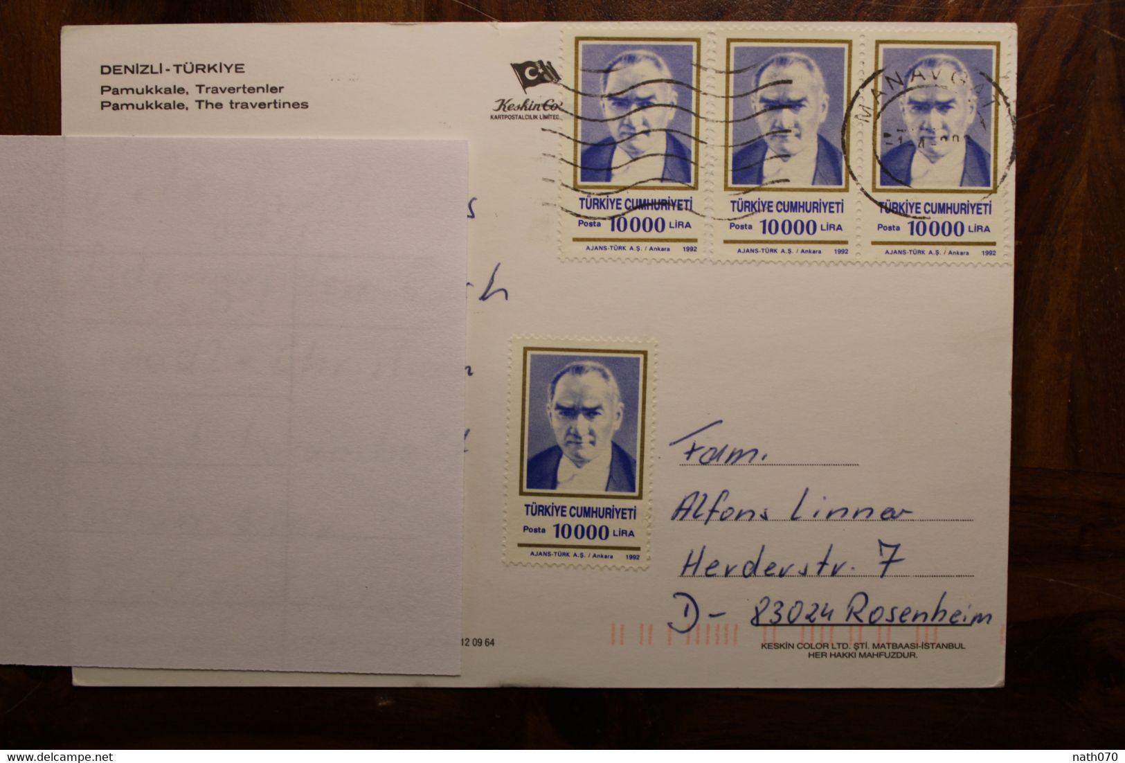 1992 Turquie Türkei Air Mail Cover Enveloppe Allemagne Triple Bande Denizli Türkiye - Lettres & Documents