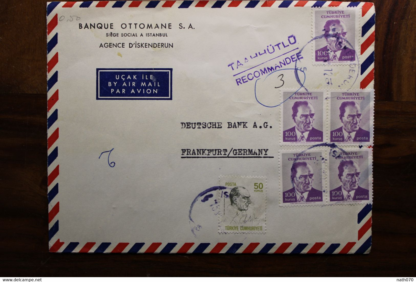 1972 Turquie Türkei Air Mail Cover Enveloppe Allemagne Türkiye 2 Paire Par Avion Recommandé - Briefe U. Dokumente