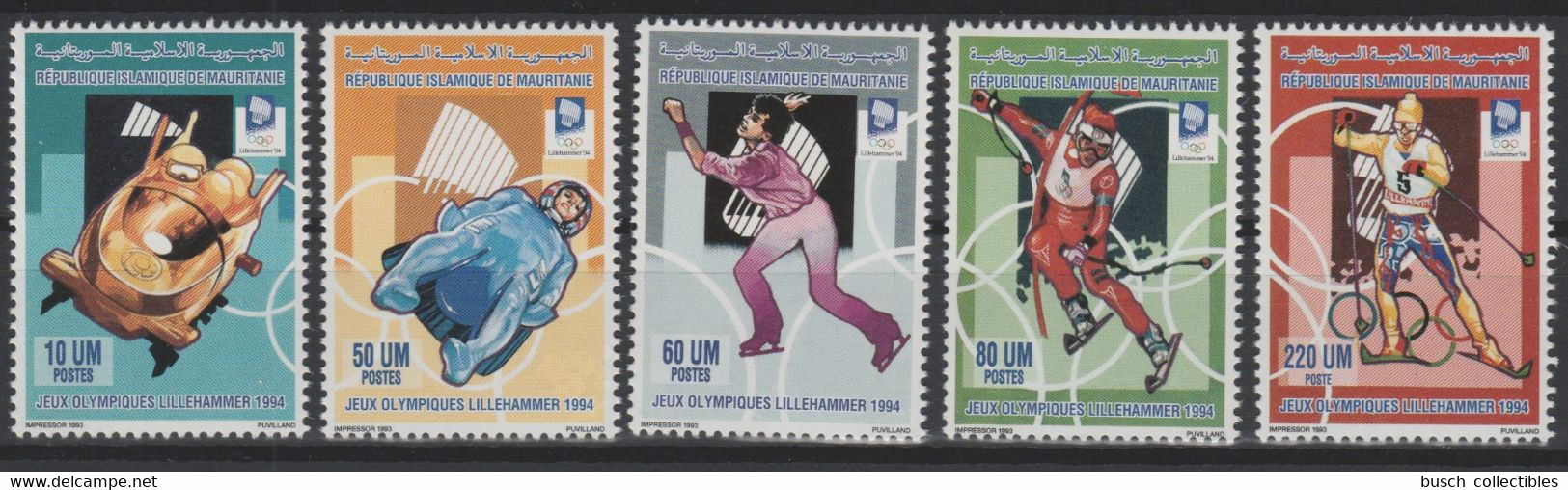 Mauritanie Mauretanien Mauritania 1993 / 1994 Mi. 1012 - 1016 Winter Olympic Games Lillehammer Ski Bobsleigh MNH ** - Hiver 1994: Lillehammer