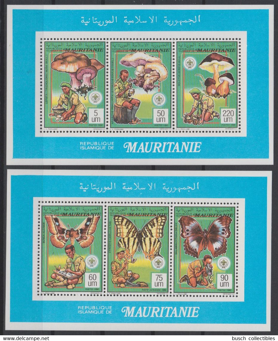 Mauritanie Mauretanien Mauritania 1990 / 1991 Mi. Bl. 987 - 992 Collectif Scoutisme Scouts Pfadfinder Papillon Butterfly - Mauritanië (1960-...)