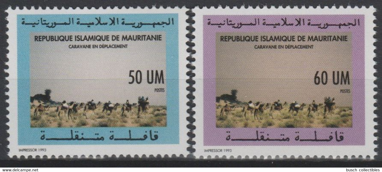 Mauritanie Mauretanien Mauritania 1993 Mi. 1008 - 1009 Caravane En Déplacement Camel Chameau Kamel Faune Fauna 2 Val. ** - Mauritanie (1960-...)