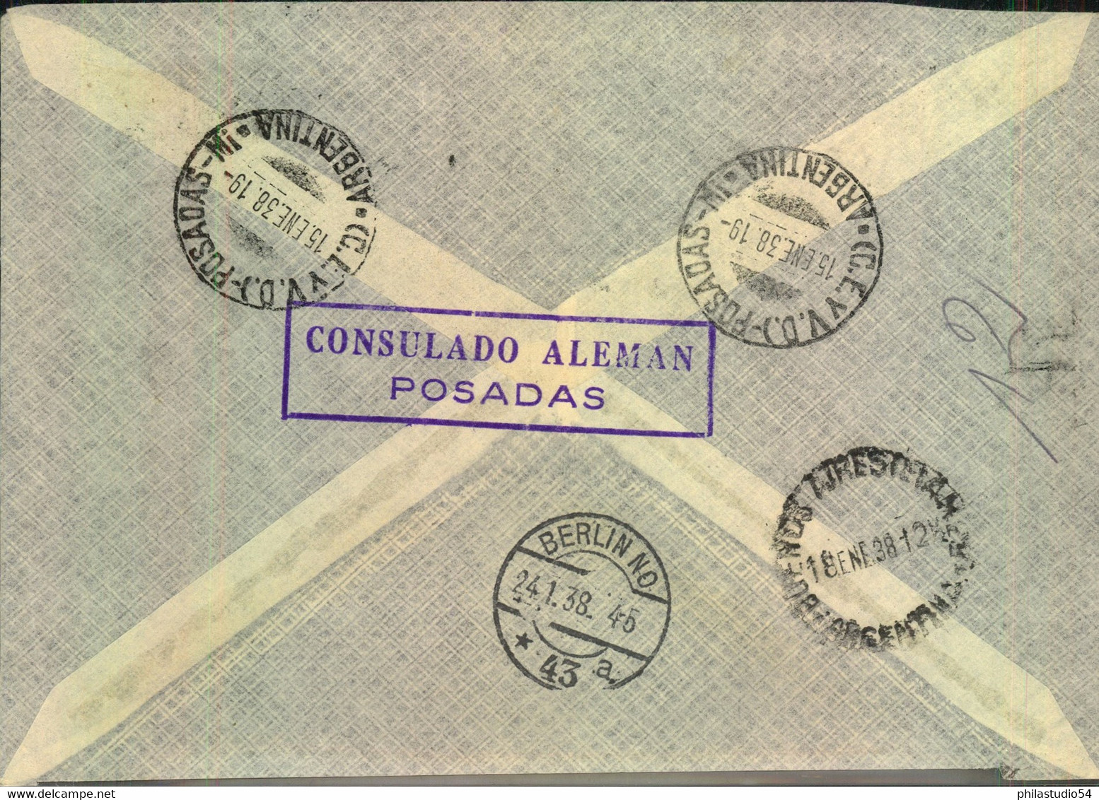 1938, INCOMING: Einschreiben, Absender "Deutscher Konsul In Posadas, Argentinien" Nach Berlin An Die Devisenstelle - Brieven En Documenten