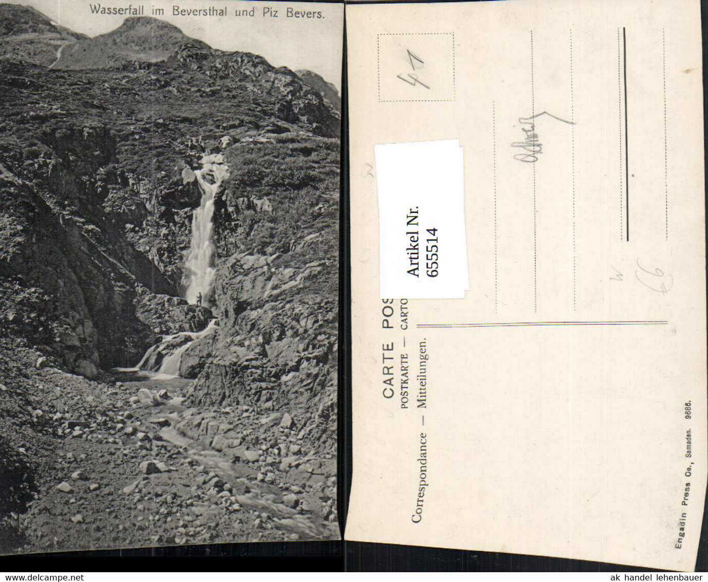 655514,Wasserfall Im Beversthal U. Piz Bevers Wasserfall B. St. Moritz - Bever