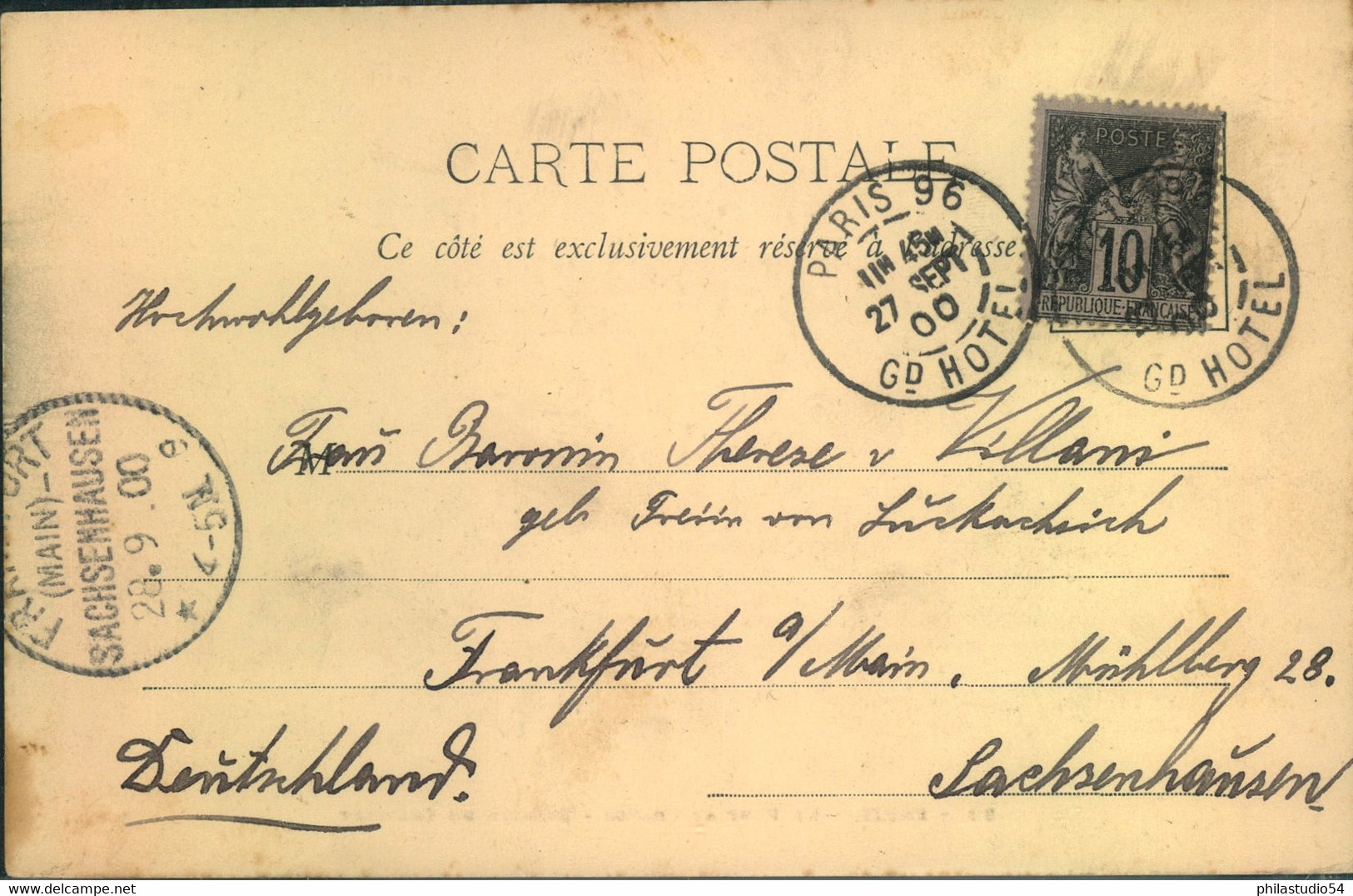 1900, Ansichtskarte "Le Pont Au Change" Gestempelt "PARIS 96 - GD HOTEL" - Hotels, Restaurants & Cafés