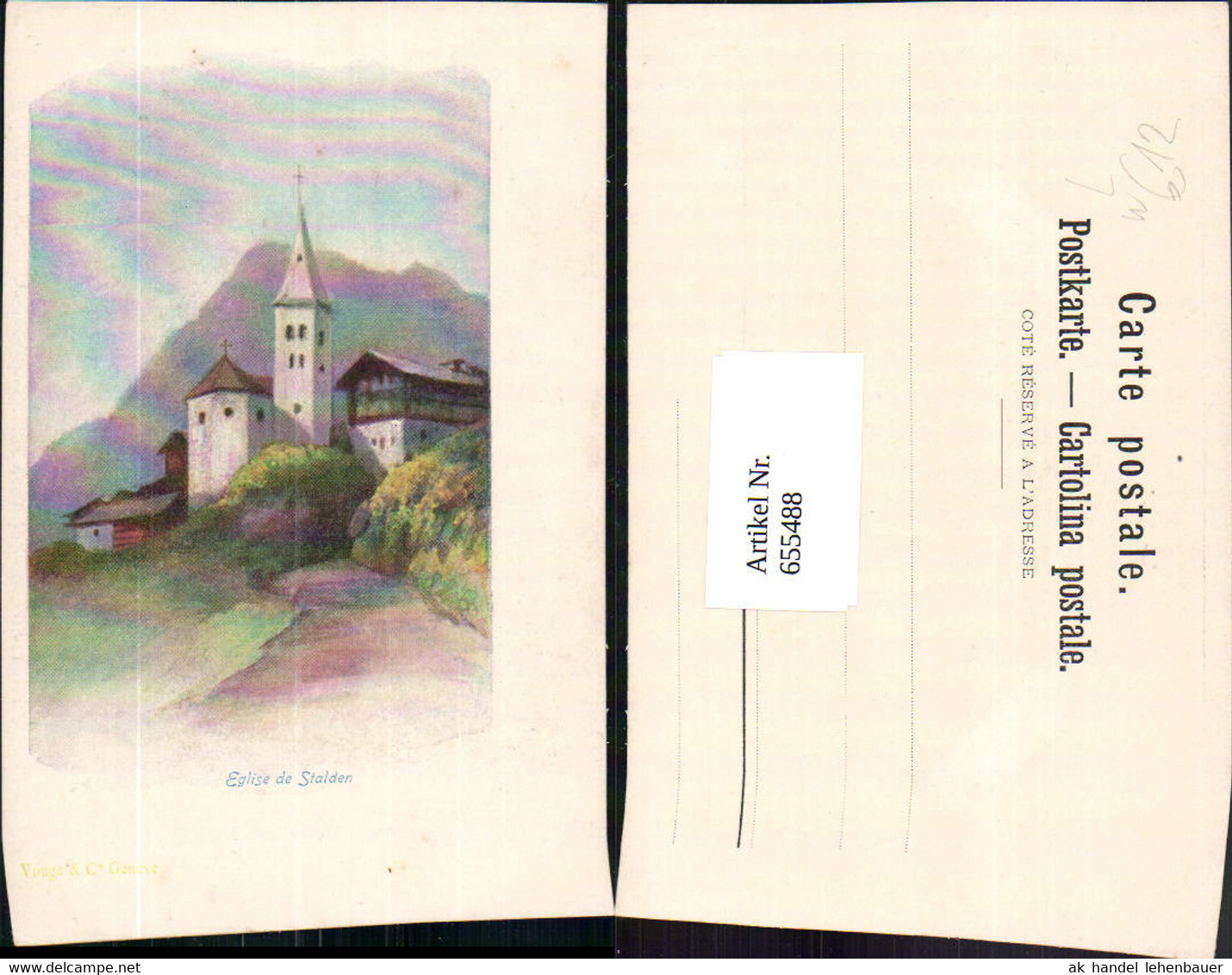 655488,K&uuml;nstler Litho Eglise De Stalden Kirche - Stalden