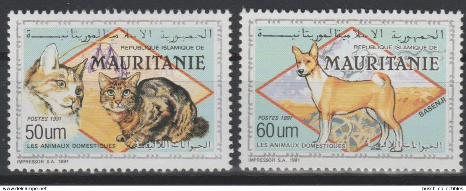 Mauritanie Mauretanien Mauritania 1991 Mi. 999  - 1000 Animaux Domestiques Chien Chat Cat Dog Katze Kund 2 Val. ** - Mauritania (1960-...)