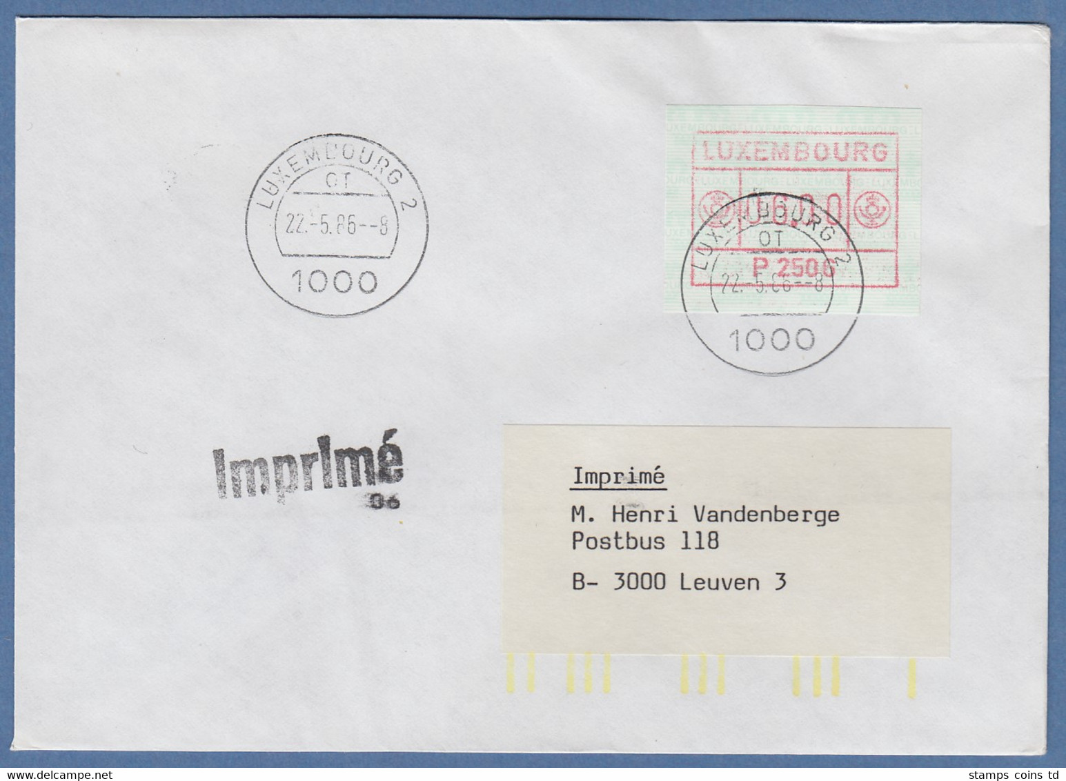 Luxemburg ATM P2506 Wert 6.00 Auf Drucksache-FDC Nach Belgien - Postage Labels