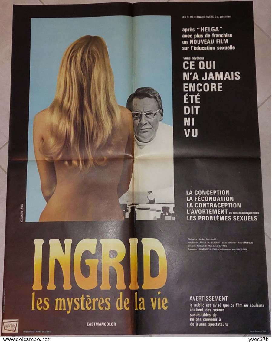 "INGRID Les Mystères De La Vie" R. Larsen...1968 - 60x80 - TTB Erotisme - Posters